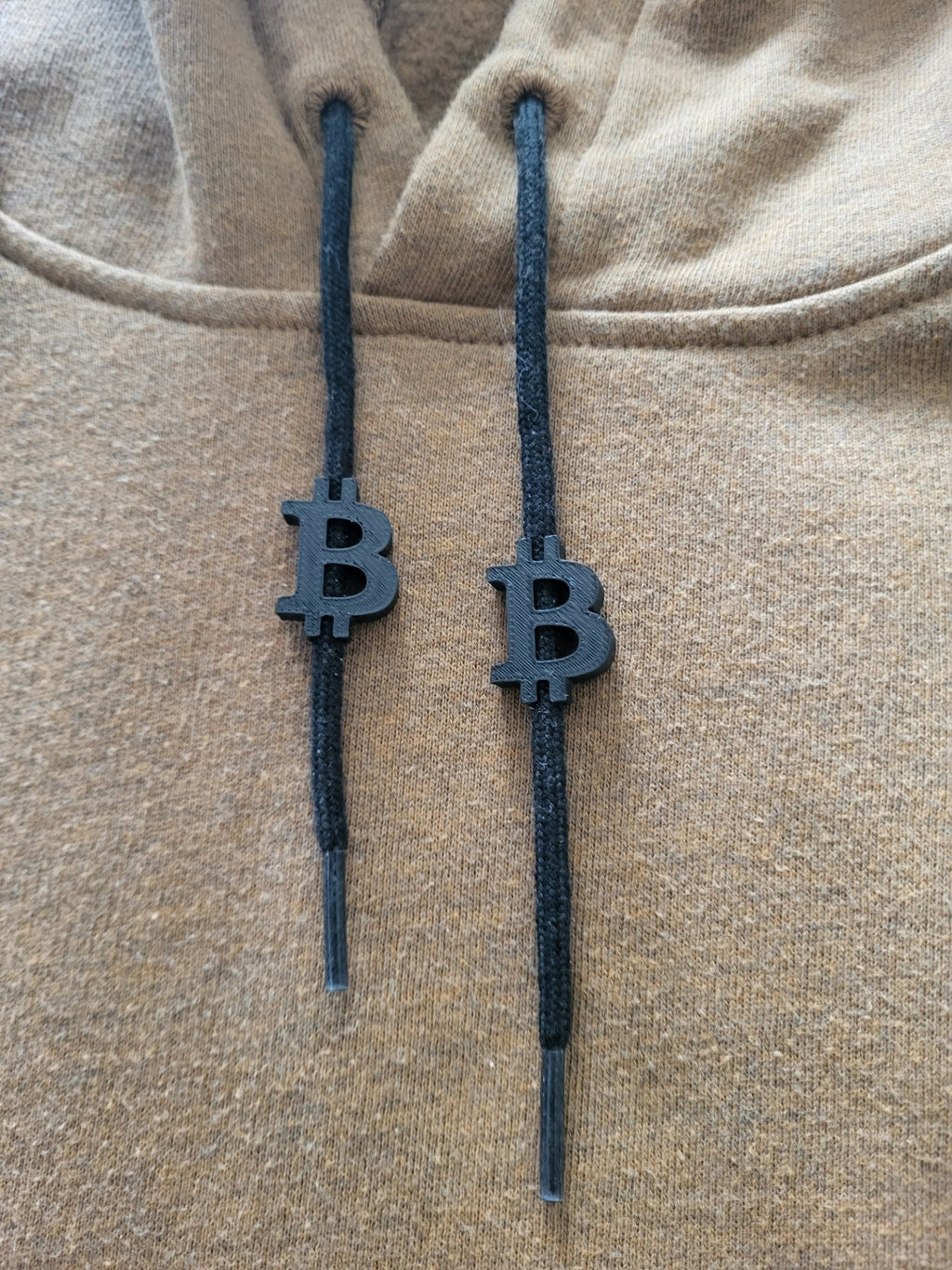 Front view of a Bitcoin hoodie with beads‑style graphic design