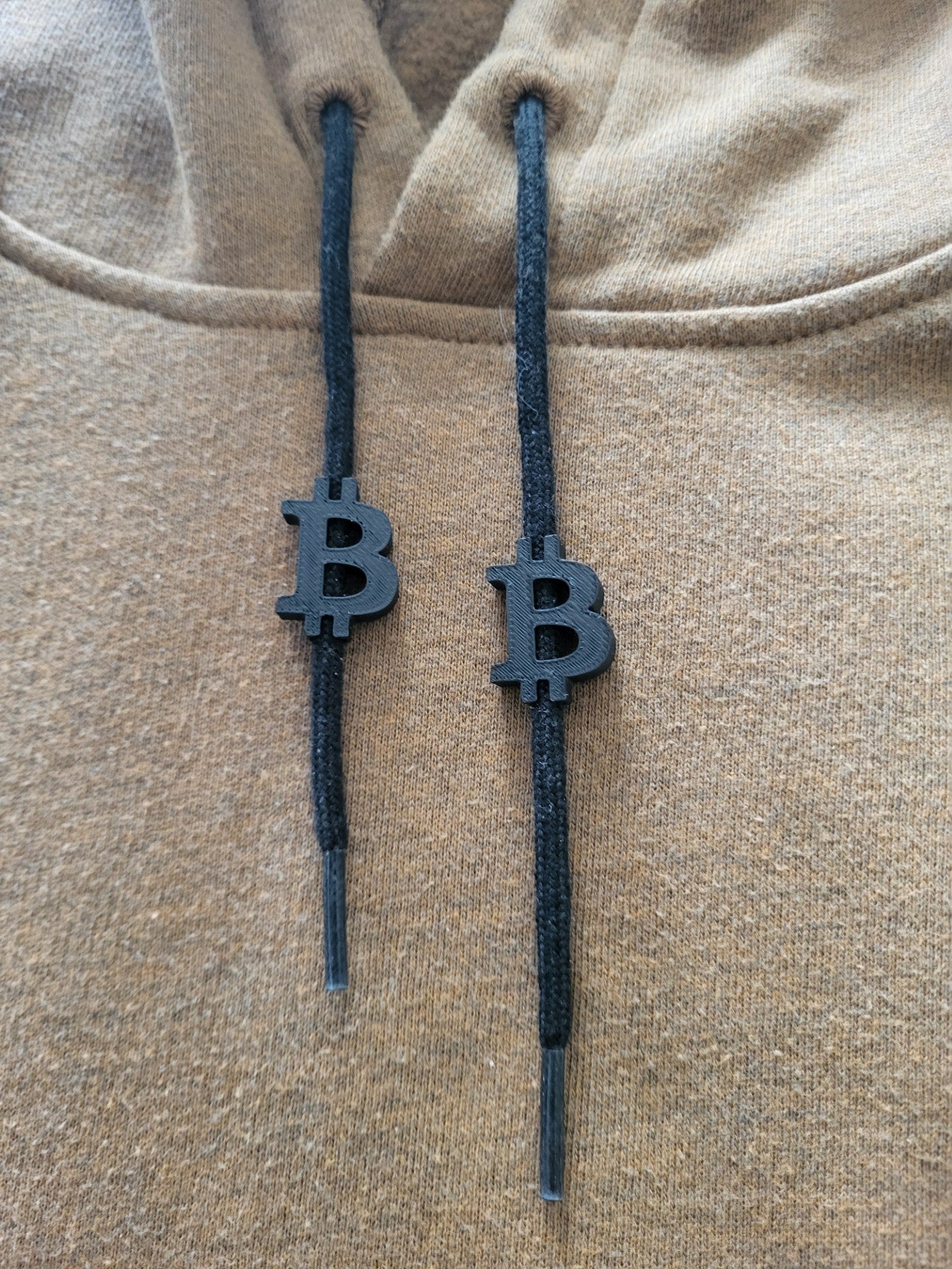 Front view of a Bitcoin hoodie with beads‑style graphic design
