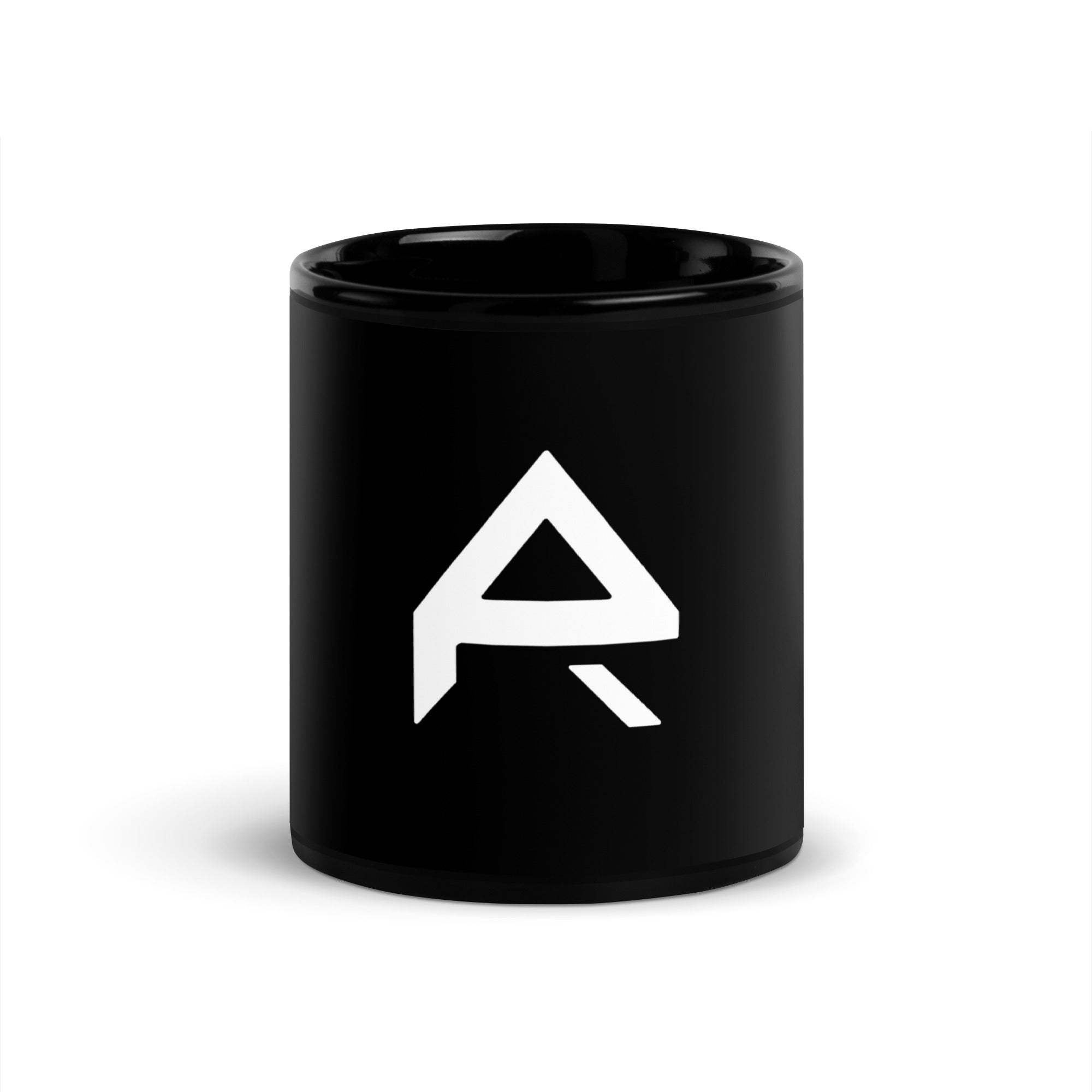 Front view of a PR logo coffee cup with a clean minimalist design