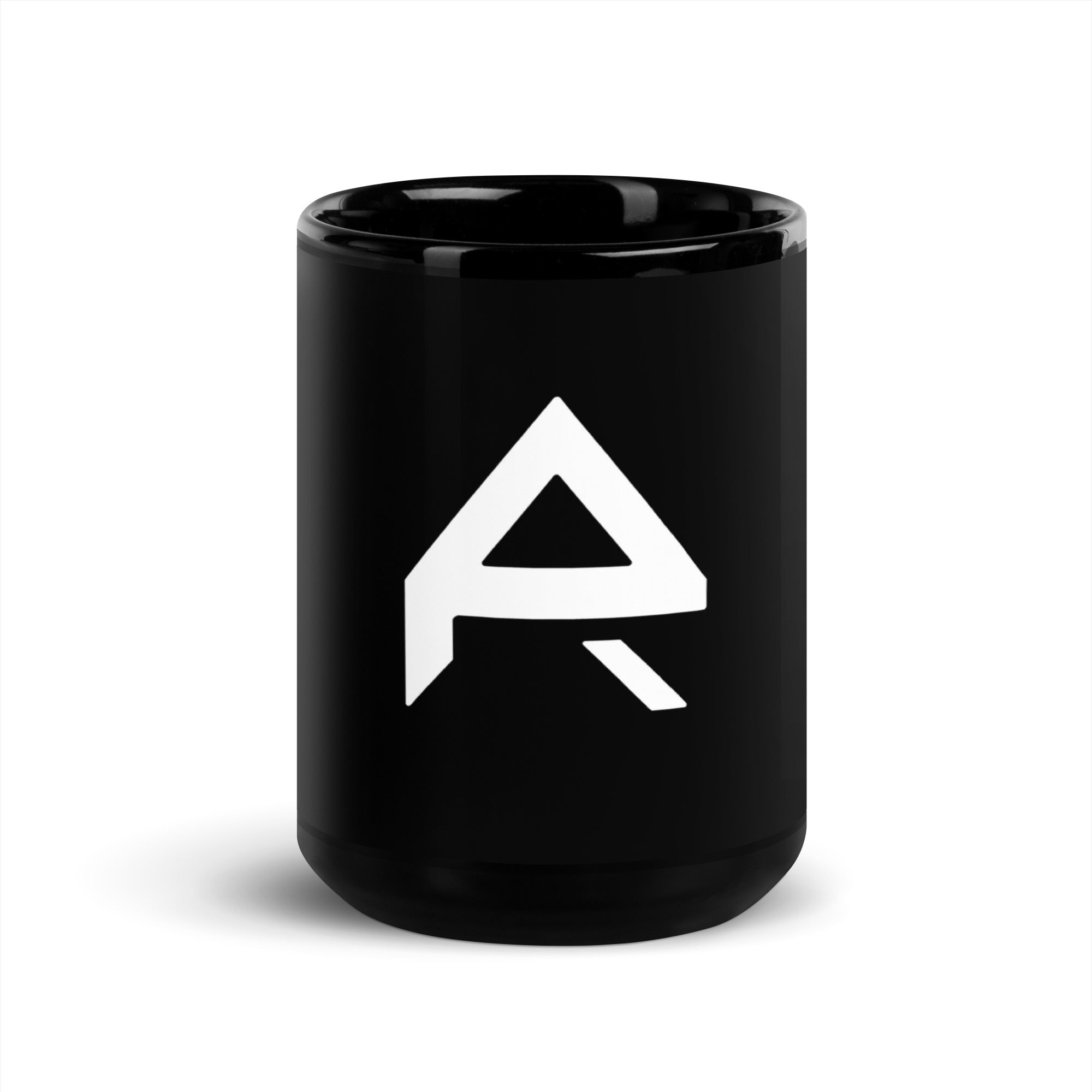 Front view of a PR logo coffee cup with a clean minimalist design