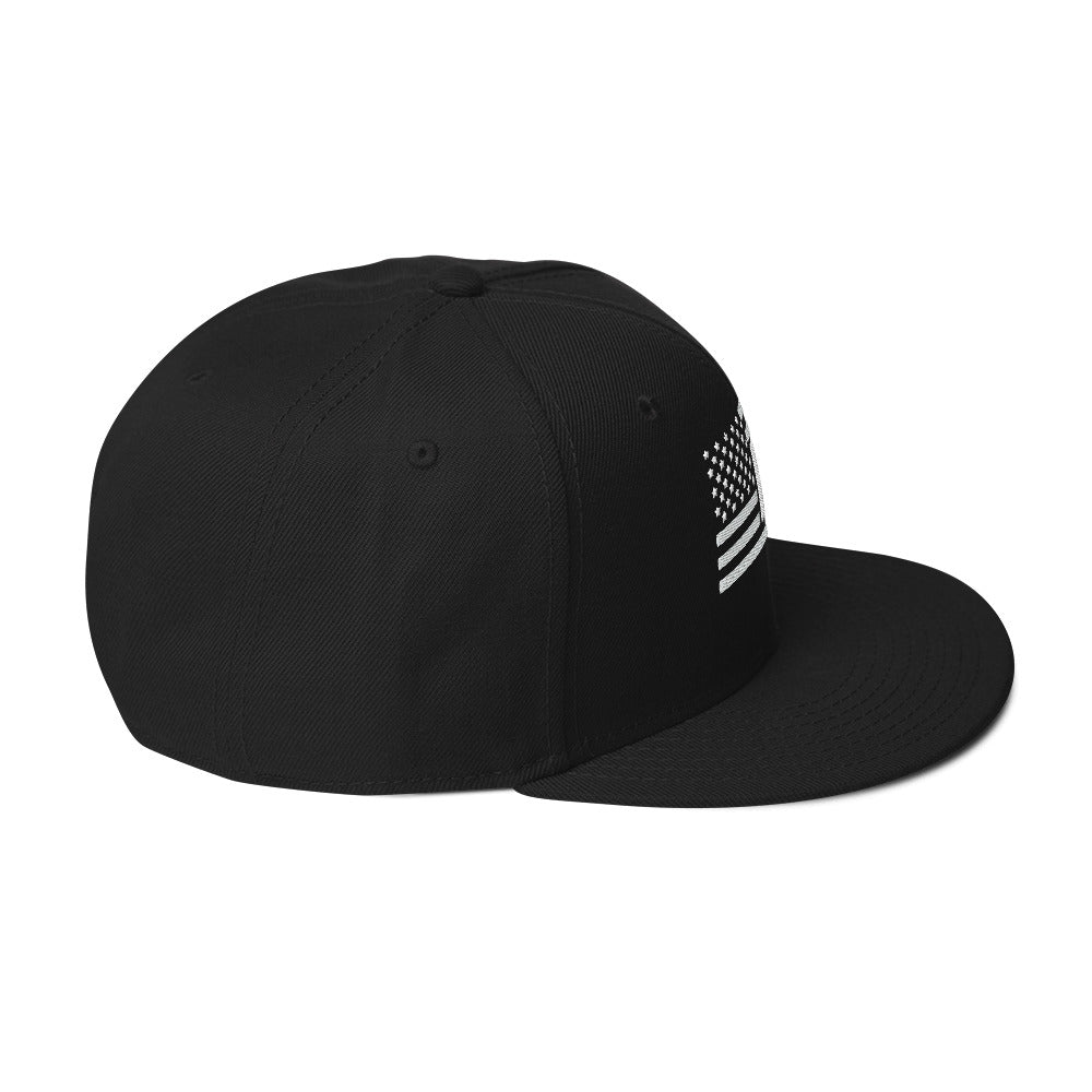 Right side view of a PR America hat with bold patriotic design