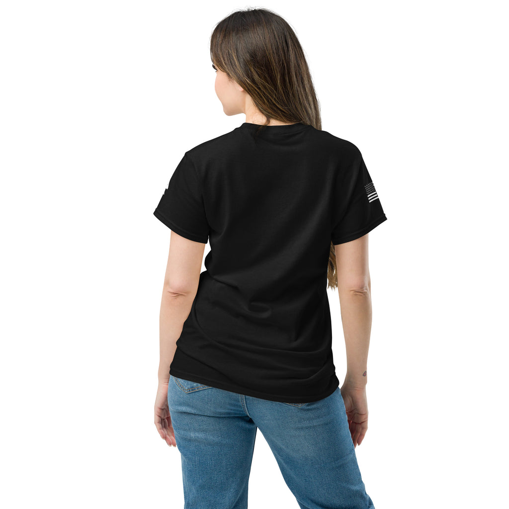 Back view of a women’s T‑shirt with a clean, modern fit
