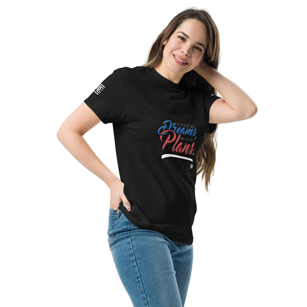 Side view of a women’s T‑shirt with a clean, modern fit